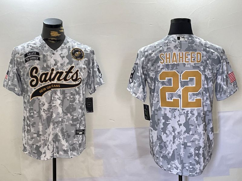 Men New Orleans Saints 22 Shaheed Nike Arctic Camo 2024 Salute to Service Limited NFL Jersey style 5